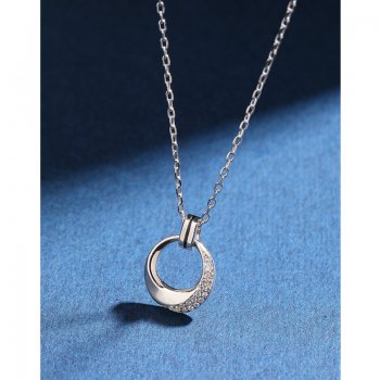 Round Diamond 925 Sterling Silver Necklace